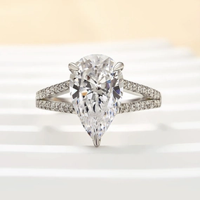 Sophisticated Craft Quick Spark Louily Unique Split Shank Pear Cut Engagement Ring In Sterling Silver