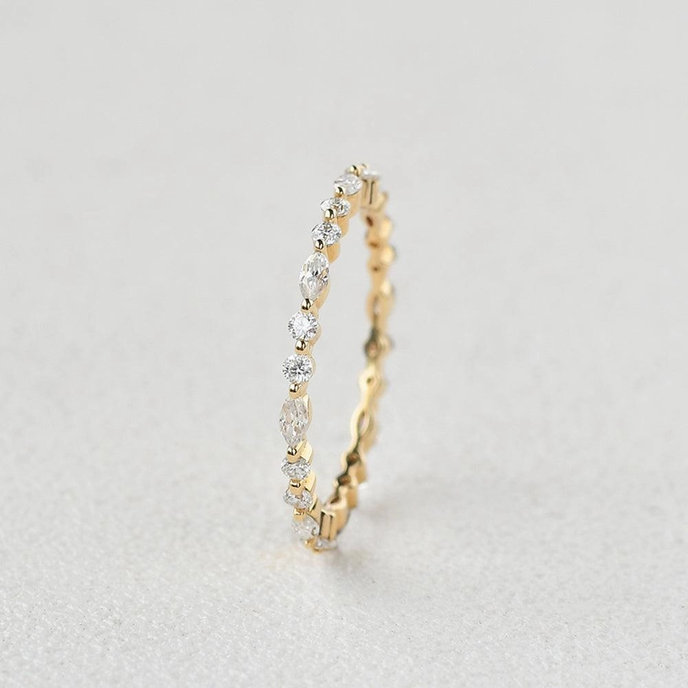 Moissanite Yellow Gold Full Eternity Ring Luxury Gift Glamour Appeal