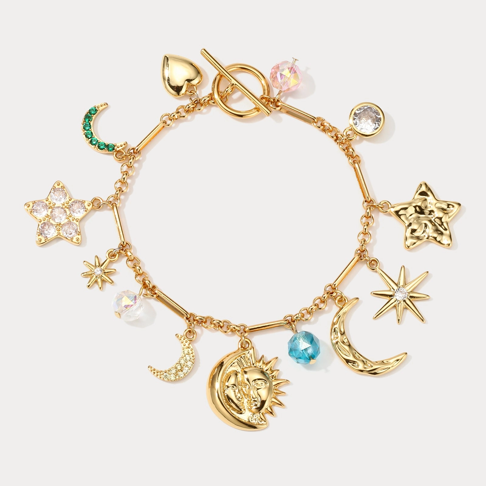 Chic Gift Moon Star Charm Bracelet