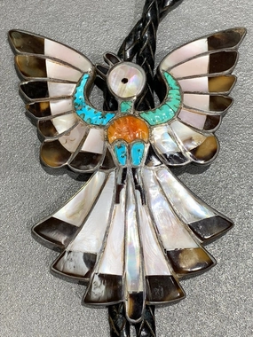 Elegant Shine Design DIXON SHEBOLA ZUNI INLAY STERLING SILVER BOLO