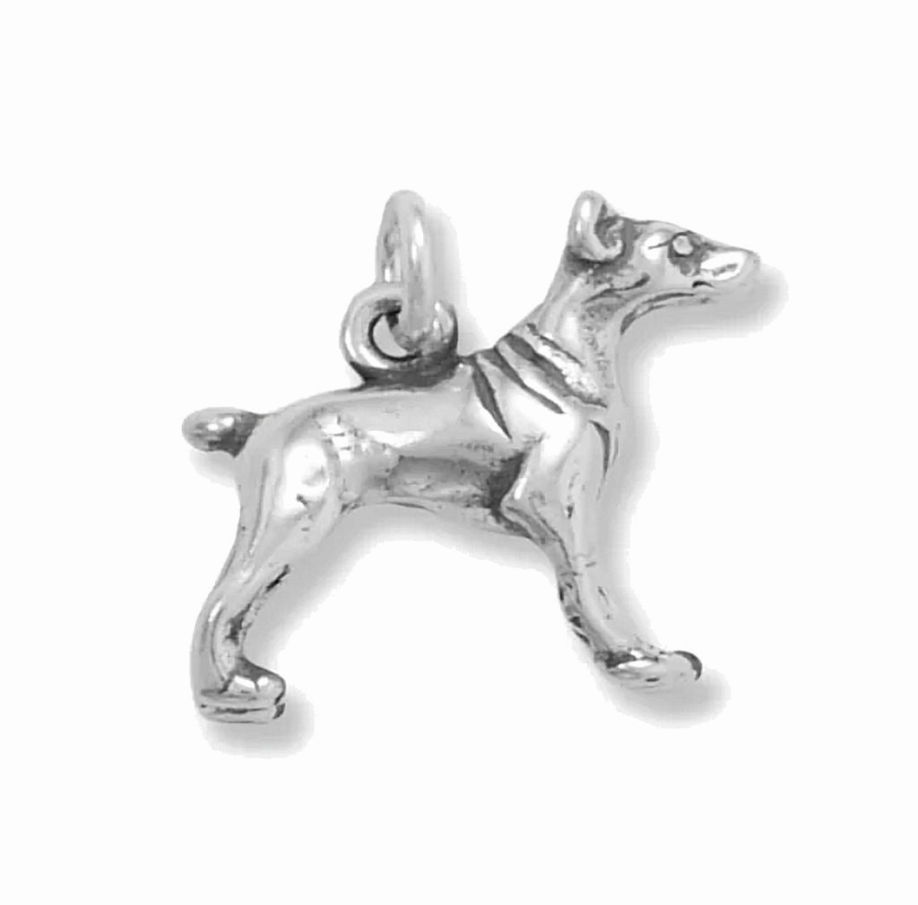 Polished Design Timeless Finish Dog Breed 3-D Doberman Pinscher Charm Sterling Silver