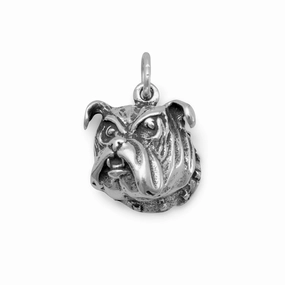 Dog Breed - Bulldog Face Charm Sterling Silver - Made in the USA Unique Pieces Sculpted Sparkle