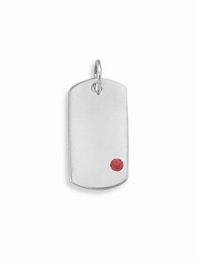 Classic Style Timeless Embellishments Dog Tag Charm July Crystal Sterling Silver