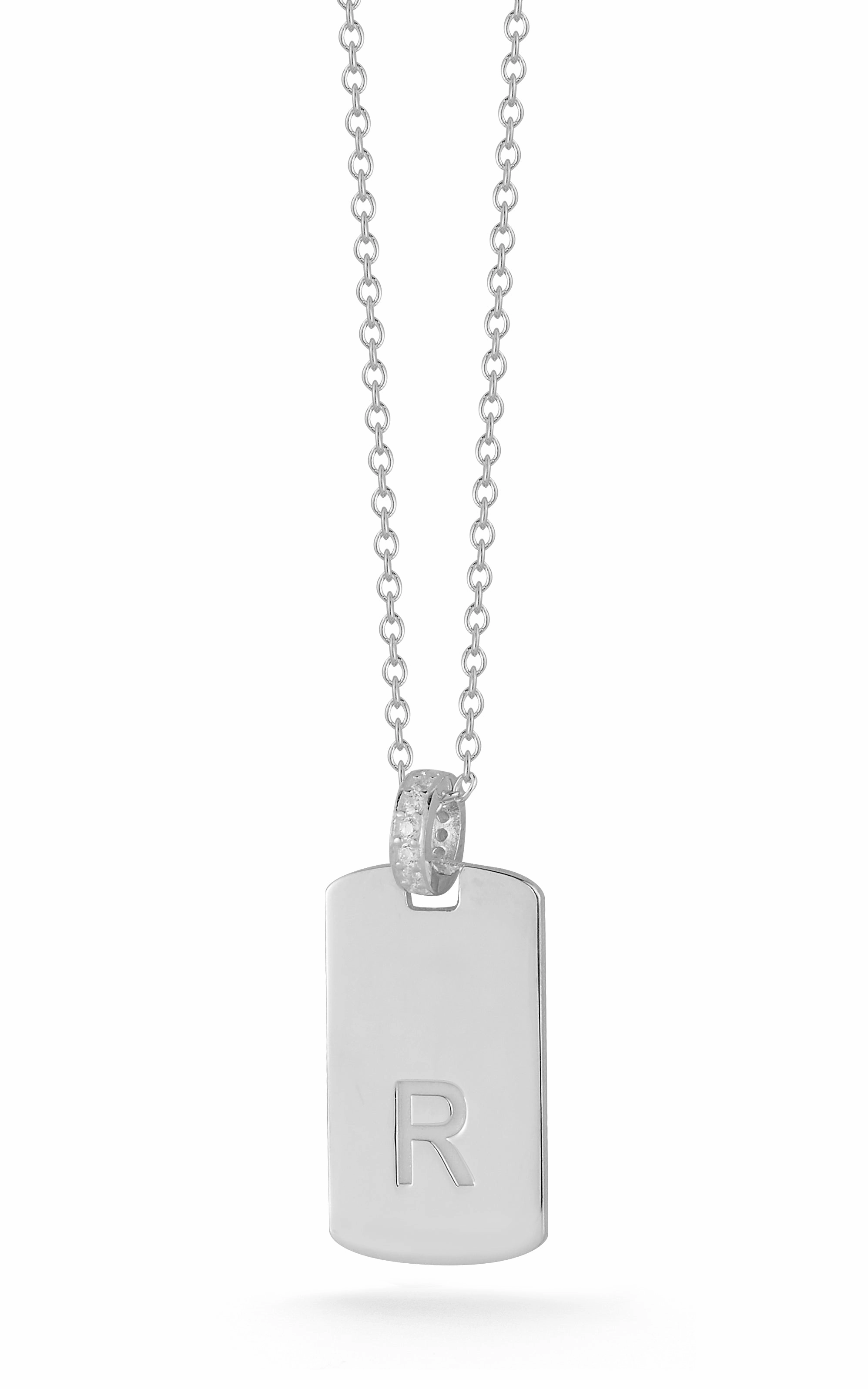 Excellent Adornment Dog Tag Initial Necklace