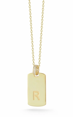 Dog Tag Initial Necklace Anniversary Joy Engagement Party