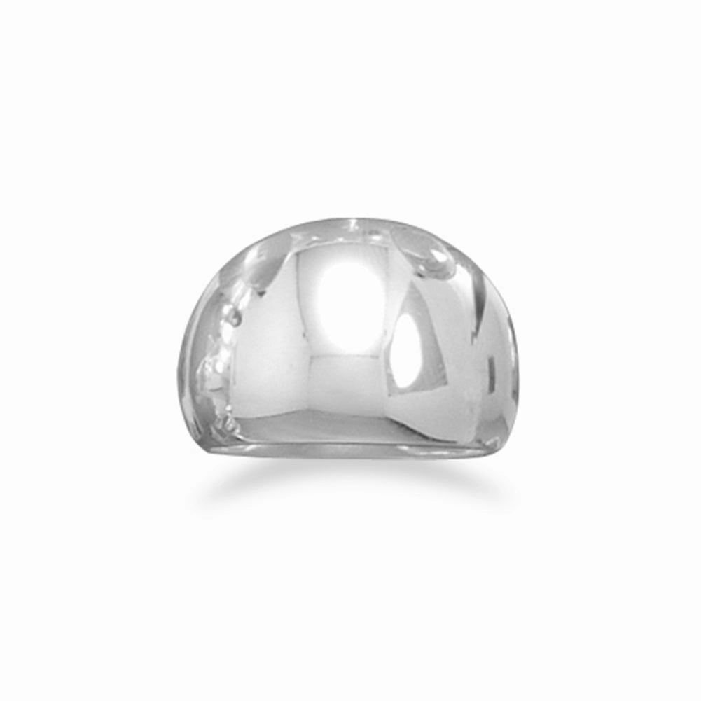 Actual Piece Sturdy Embellishment Domed Cigar Band Ring Polished Sterling Silver Mens Womens 14mm