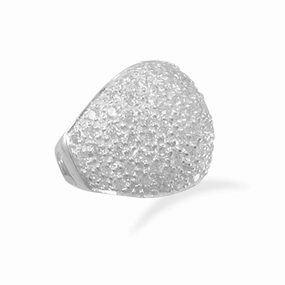 Simple Art Perfect Match Domed Pave Cubic Zirconia Ring Sterling Silver