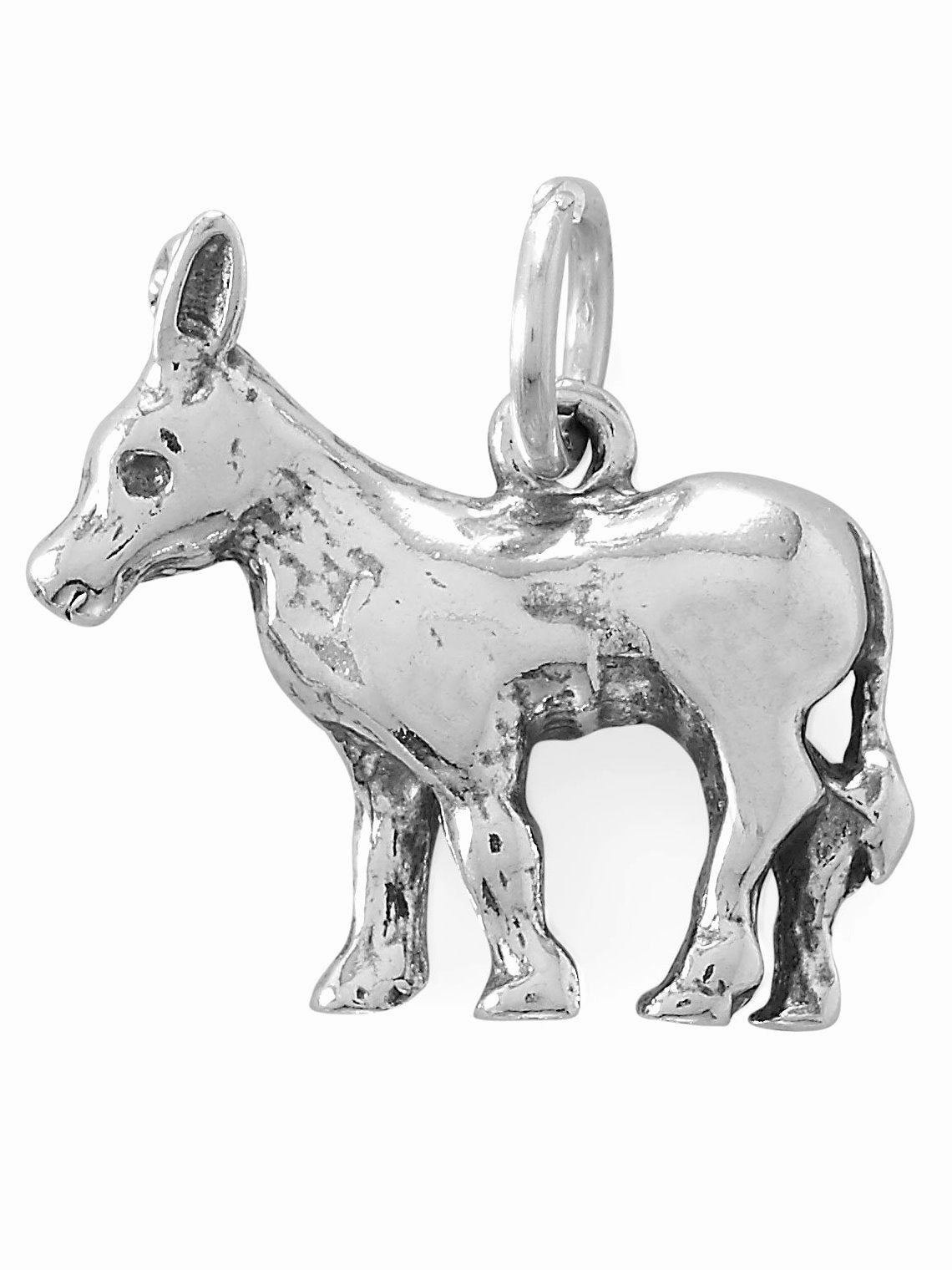 Precious Appeal Donkey Charm Sterling Silver Antiqued Finish 3D