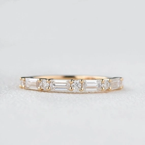Moissanite Band Yellow Gold  Antique Ring Timeless Layer