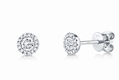 Bremer Jewelry Center of My World Round Solitaire/Stud Diamond Earrings in 14K White Gold (0.51ctw) Ornate Vibe Elegant Element