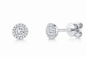 Bremer Jewelry Center of My World Round Solitaire/Stud Diamond Earrings in 14K White Gold (0.51ctw) Ornate Vibe Elegant Element