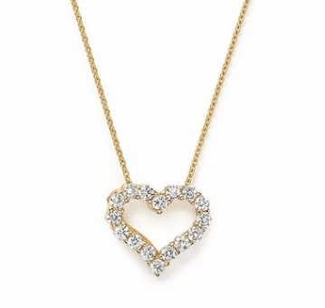 14K Yellow Gold Round Shape Diamond Heart Pendant (.25ctw) Graceful Accent