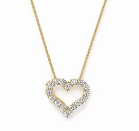 14K Yellow Gold Round Shape Diamond Heart Pendant (.25ctw) Graceful Accent