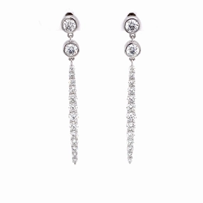 Bremer Jewelry Round Dangle Diamond Earrings in 18K White Gold (2.06ctw) Secure Must-Have