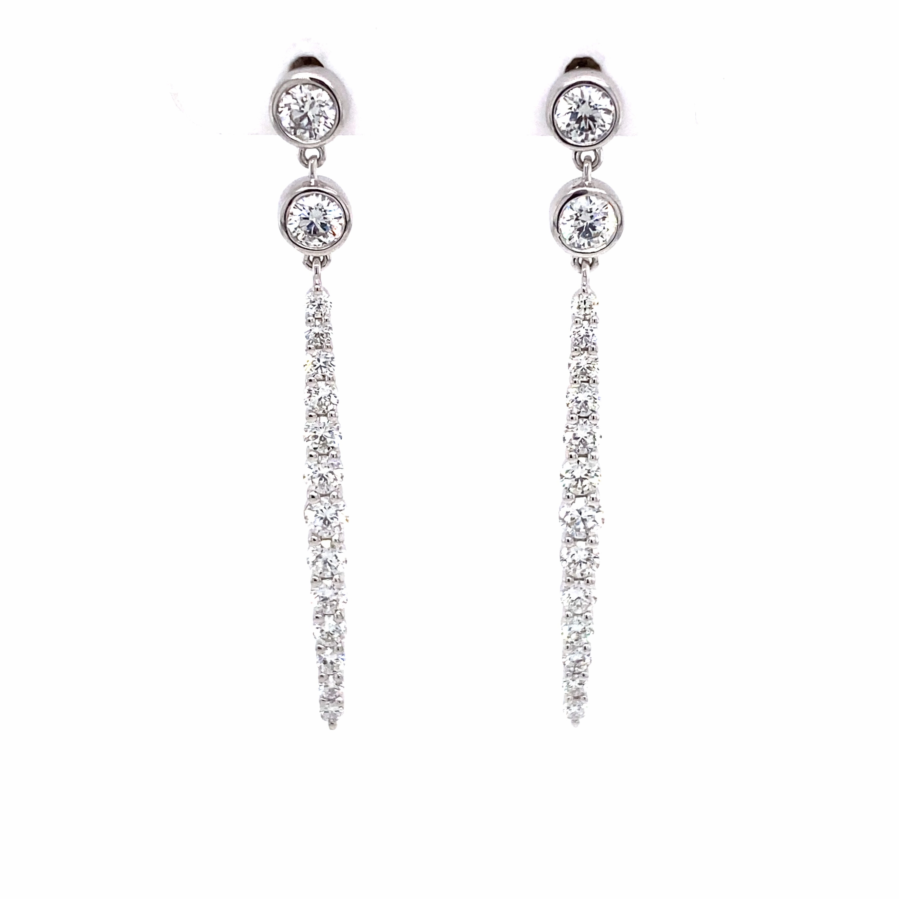 Bremer Jewelry Round Dangle Diamond Earrings in 18K White Gold (2.06ctw) Secure Must-Have