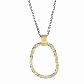 Solo Adornment Dusted Carabiner Necklace - 22k/18k Gold, Oxidized Silver   VS Diamond