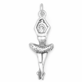 Ballerina Pirouette Dancing Ballet Charm Sterling Silver Exquisite Sparkle