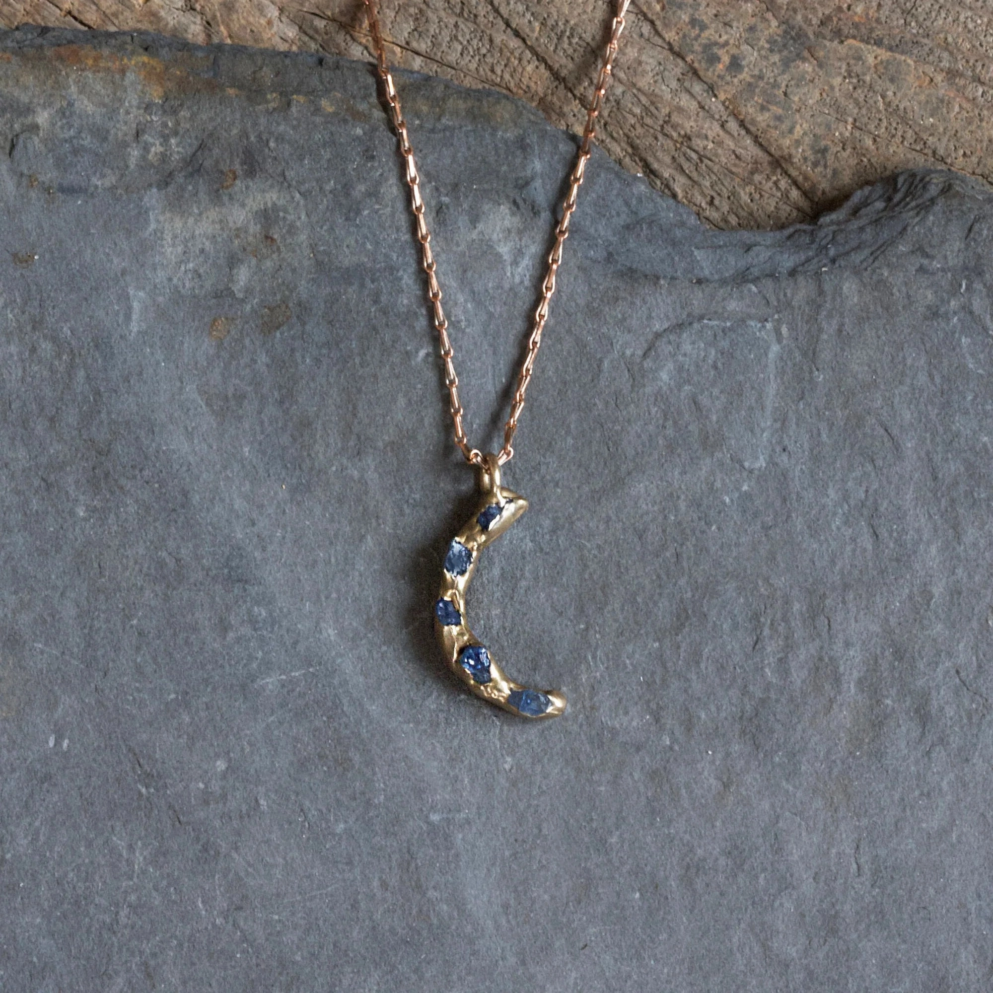 Luxury Present Durable Adornment Eclipse Pendant - Brass   Blue Sapphire