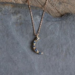 Luxury Present Durable Adornment Eclipse Pendant - Brass   Blue Sapphire