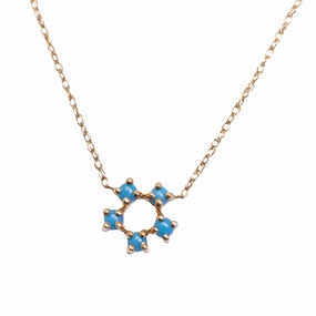 Mini Sleeping Beauty Turquoise Daisy Necklace - 14k Gold Minimalist Design For Tradition