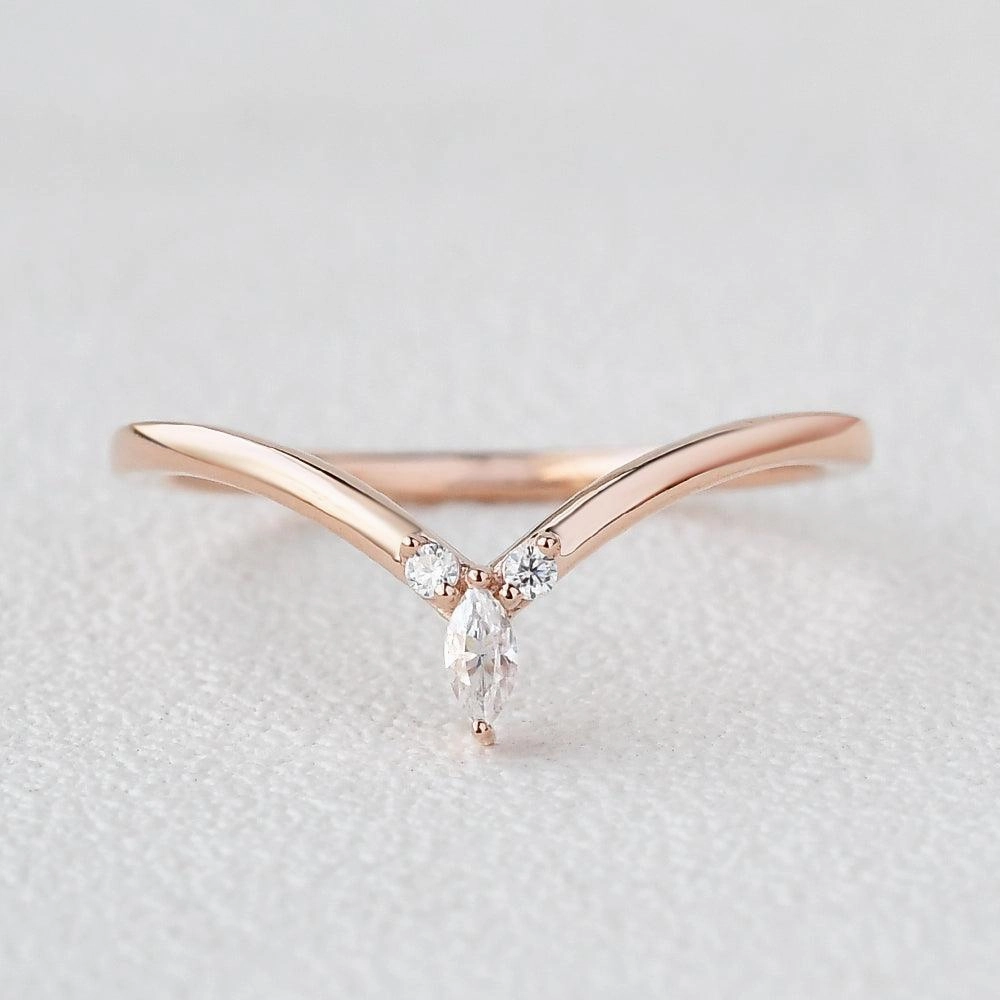 Modern Duo Effortless Shine Curved Moissanite Stacking Wedding Band