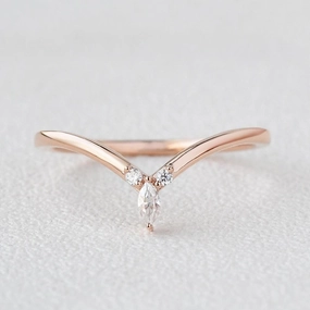 Curved Moissanite Stacking Wedding Band Classic Sparkle