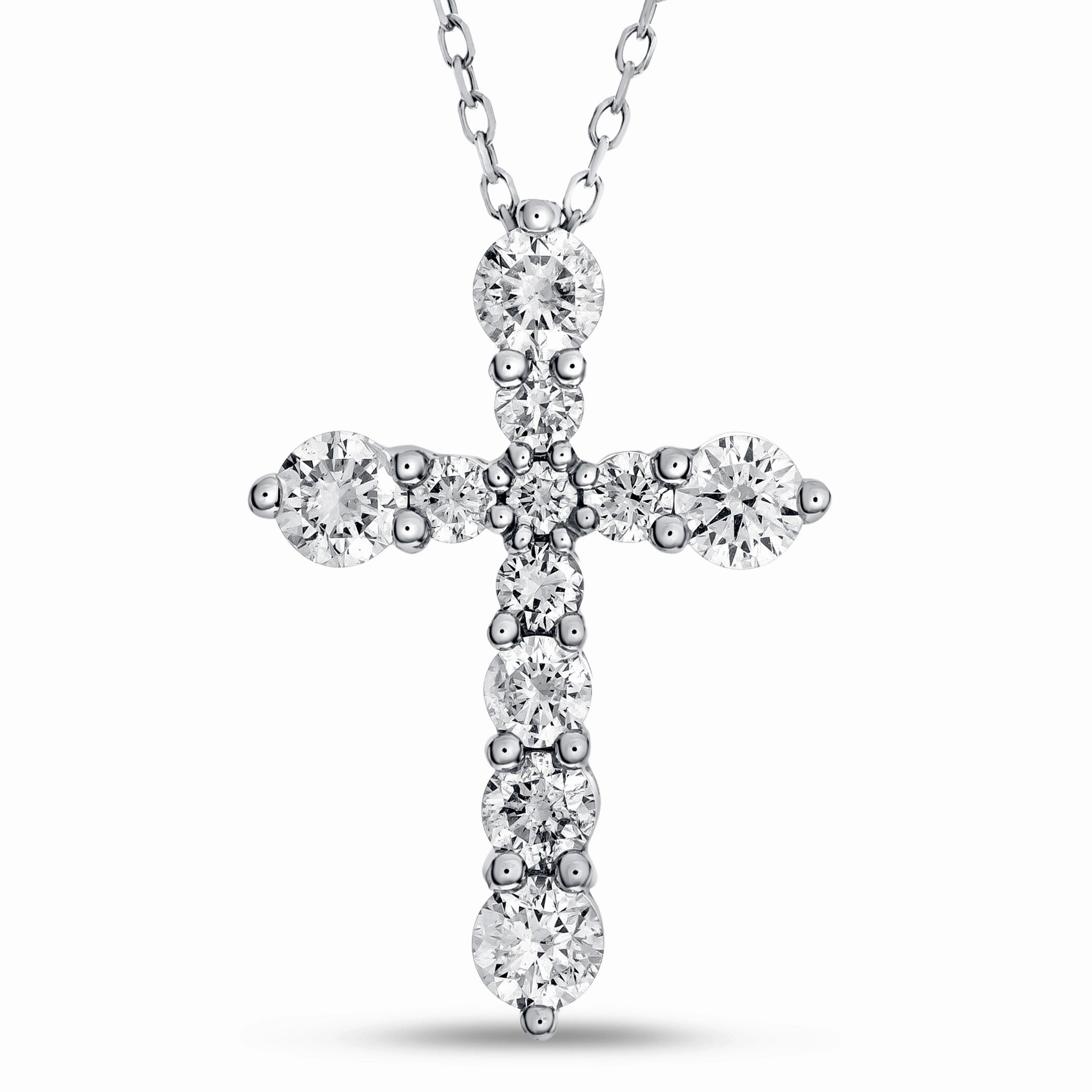 Bremer Jewelry 14K White Gold Diamond Cross Necklace (1.50ctw) Classic Design Lovely Ornament