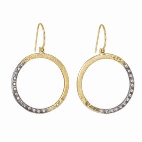 Sunshine Hoops - 18ky, Oxidized Silver   VS Diamonds Bohemian Trinket