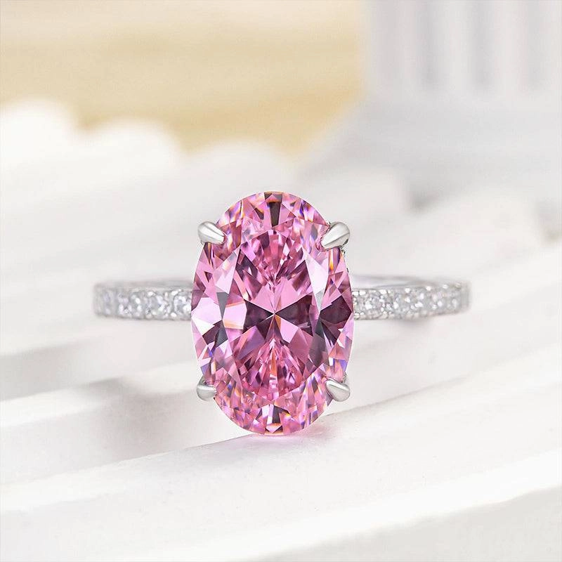 Louily 3.5 Carat Oval Cut Pink Stone Engagement Ring In Sterling Silver Versatile Touch