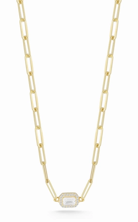 Attractive Gift Exclusive Accent CZ Paperclip Link Choker