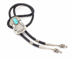 Thomas Singer Navajo Handmade Natural Turquoise Sterling Silver Bolo Tie Handcrafted Design Shine Day To Day