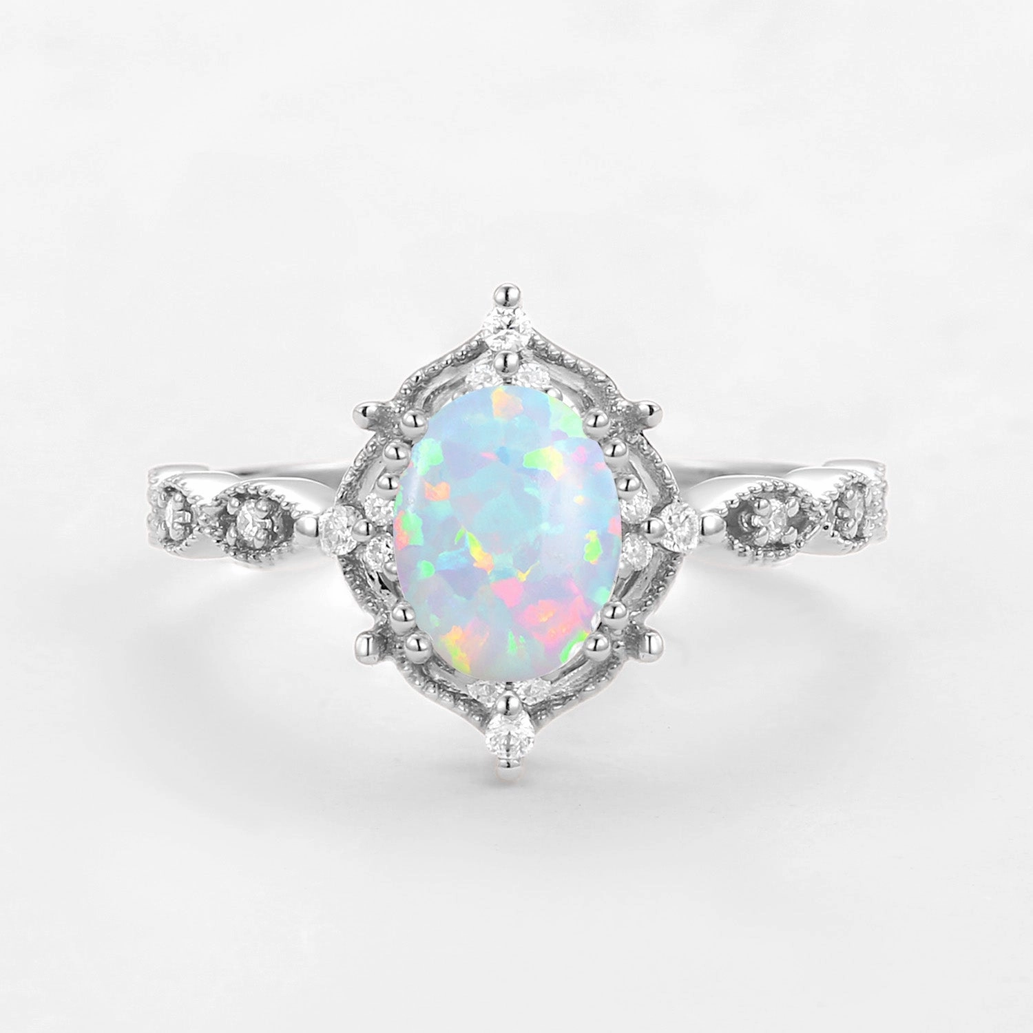Glow Mode 1.5ct Lab Opal Signature Vintage Engagement Ring - The ??Charlotte?? Ring