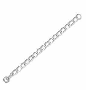 Shine Effect Minimal Look Extender Chain for Bracelets and Necklaces with Polished Bead Rhodium on Sterling Silver