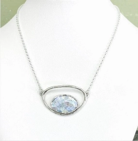 Oval Roman Glass Sterling Silver Necklace Timeless Style