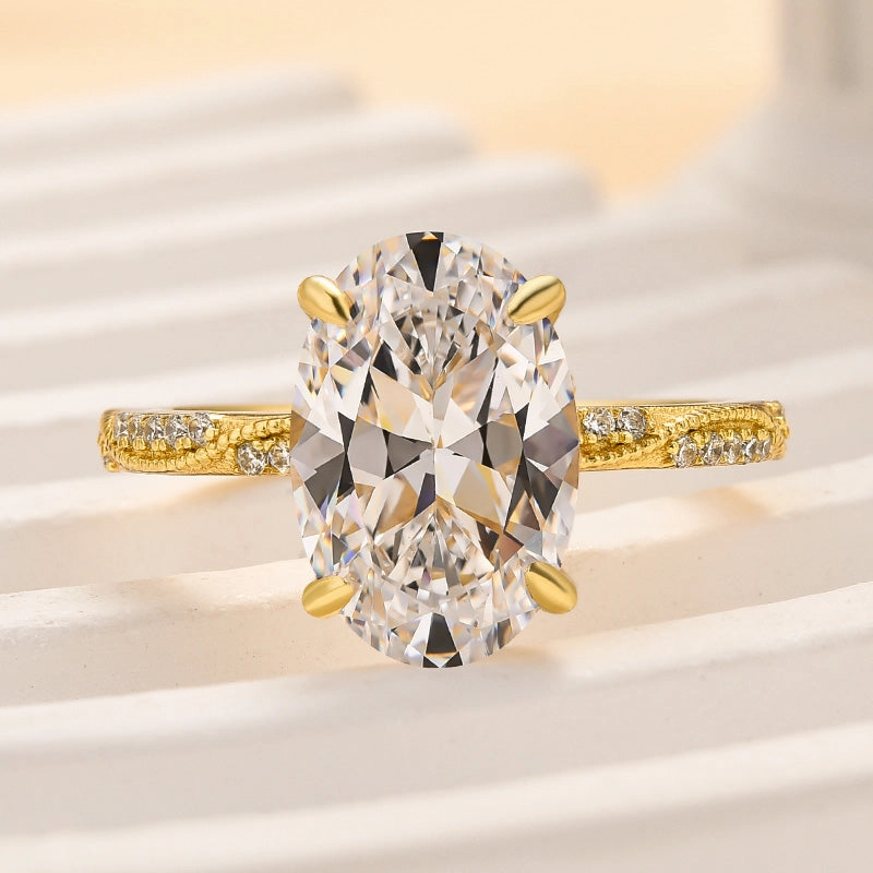 Louily Exquisite Oval Cut Engagement Ring For Women In Sterling Silver Graceful Highlight Bold Fashion