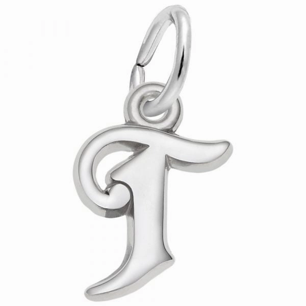 Curly Initial T Accent Charm Bridal Vibe
