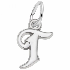 Curly Initial T Accent Charm Bridal Vibe