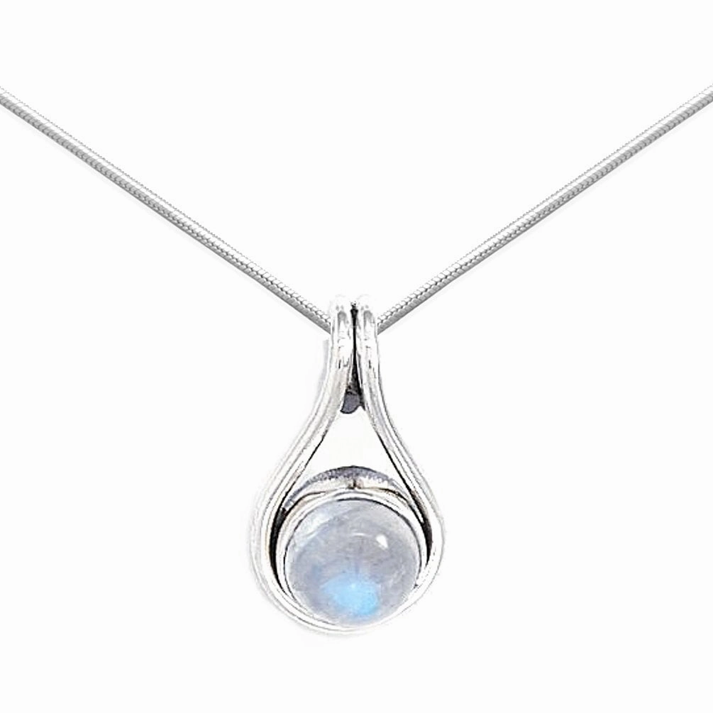 Graceful Choice All Day Round Rainbow Moonstone Petite Sterling Silver Slide - Chain Included