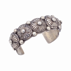 Calvin Martinez Handmade Navajo Sterling Silver Bracelet Distinct Detail Refined Detail