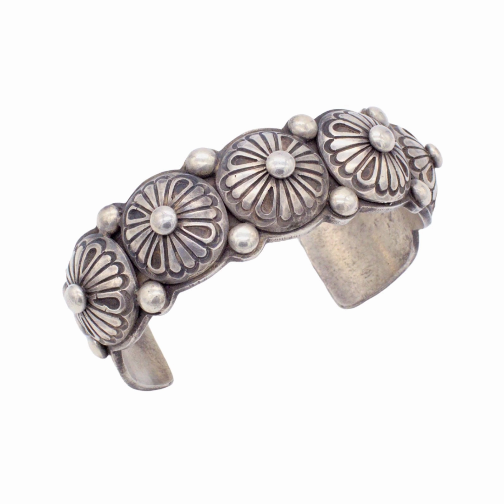 Calvin Martinez Handmade Navajo Sterling Silver Bracelet Distinct Detail Refined Detail