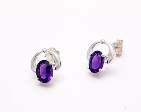 elegant design Sterling Silver Fancy Amethyst Studs