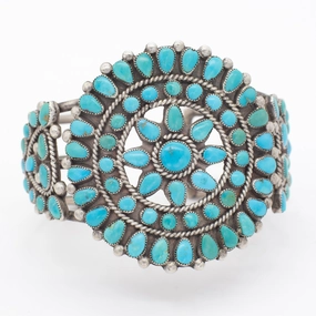 Beel Navajo Handmade Sterling Silver Turquoise Cuff Bracelet (Hallmark Unknown) Unique Element Everyday Detail