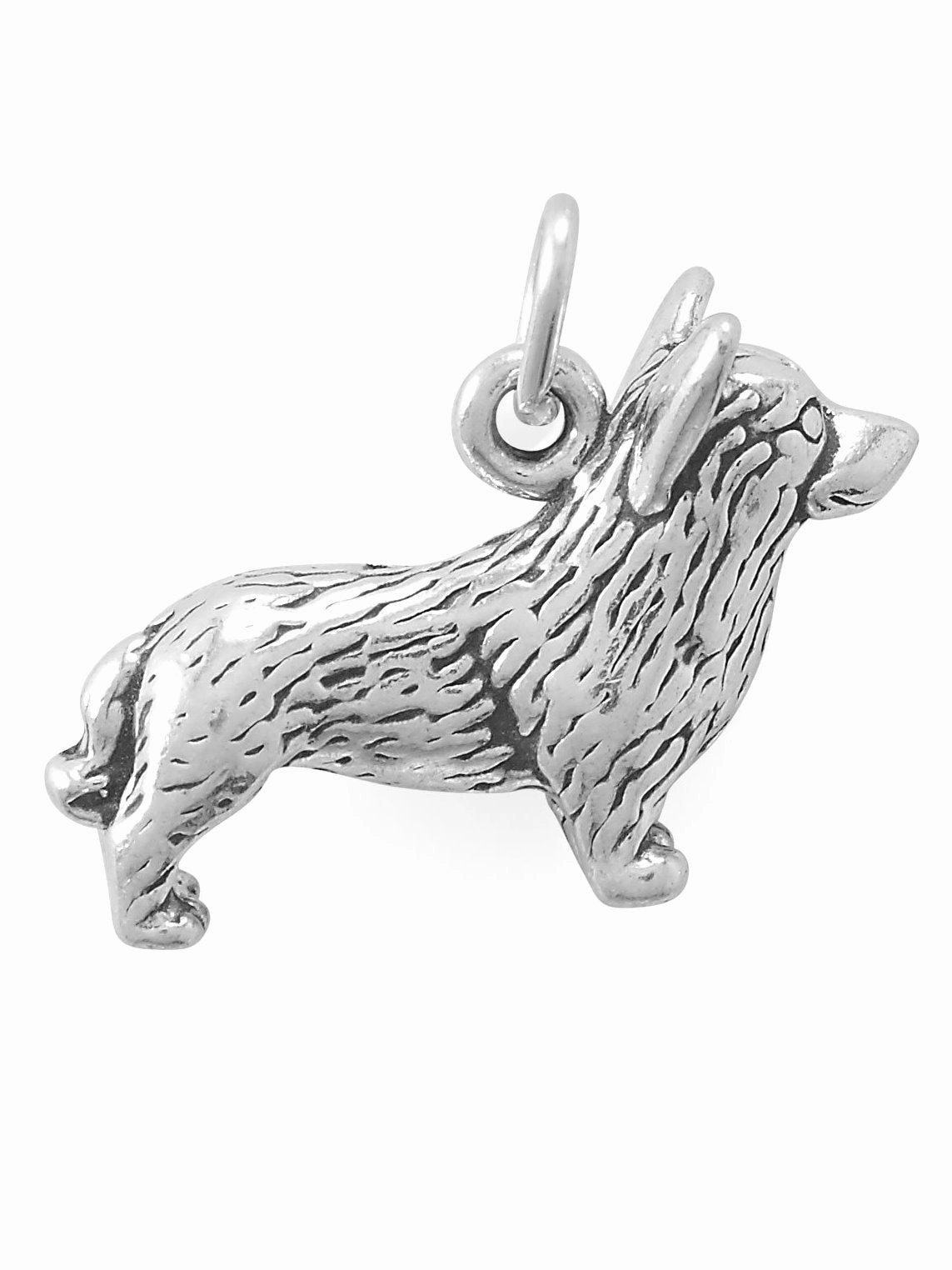 Corgi Dog Charm Sterling Silver 20.5x14mm understated look Gleaming Edge