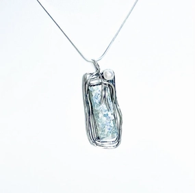 Roman Glass With Pearl Pendant In Sterling Silver Dazzling Feature Timeless Craft Design