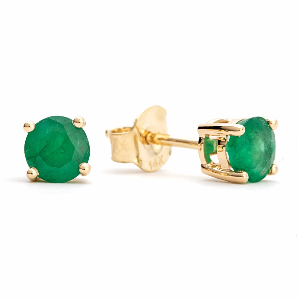 Bremer Jewelry BeColorful 14k Yellow Gold Emerald Earrings Durable Accent