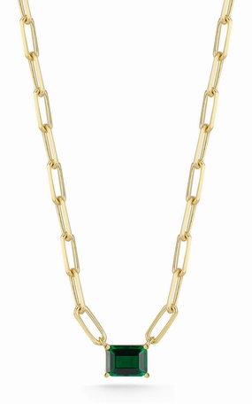 Heavy Jewelry Emerald Cut Link Necklace