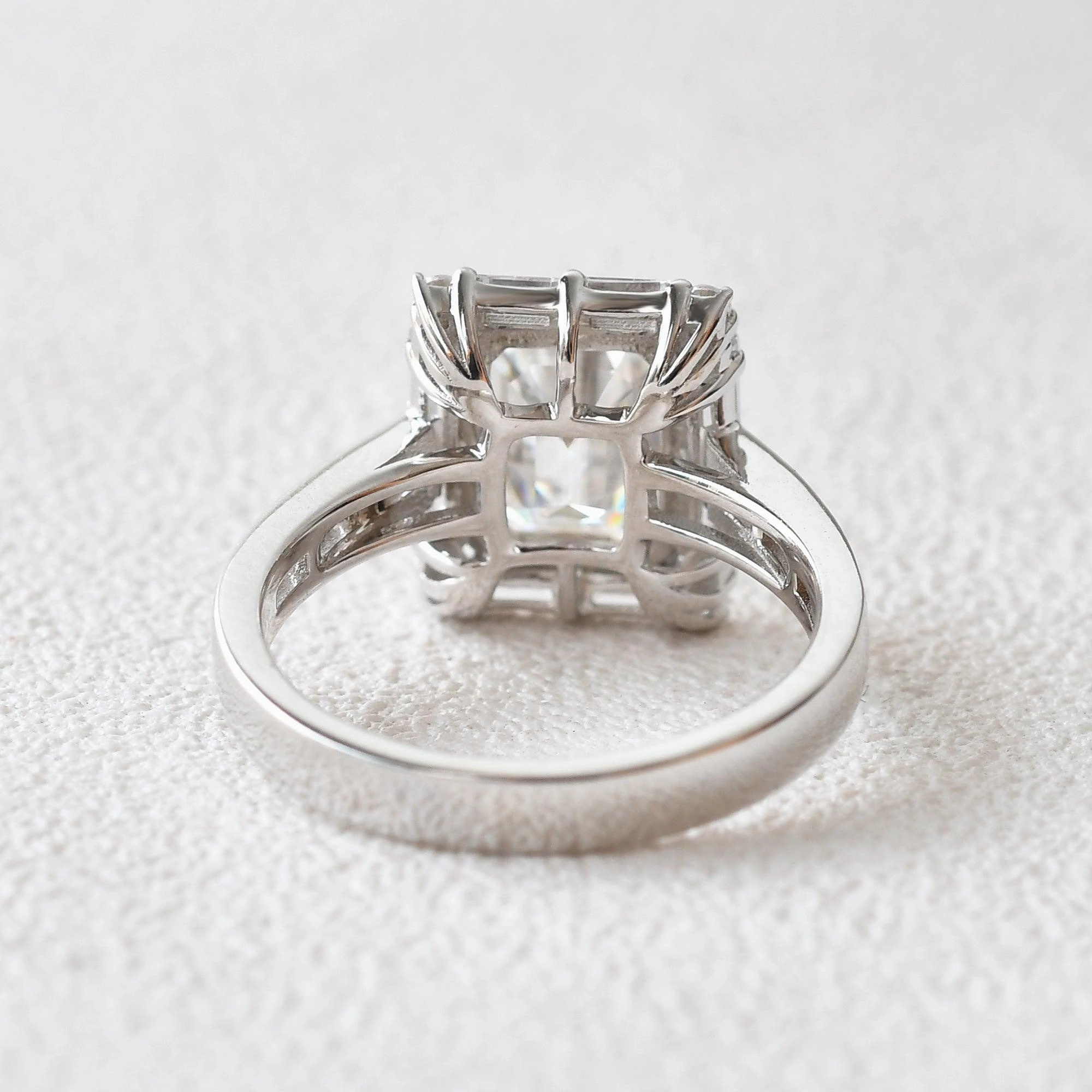 Stylish Flow Emerald Cut Moissanite Vintage Engagement Ring