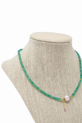 Emerald Glow Pearl Necklace Contemporary Adornment
