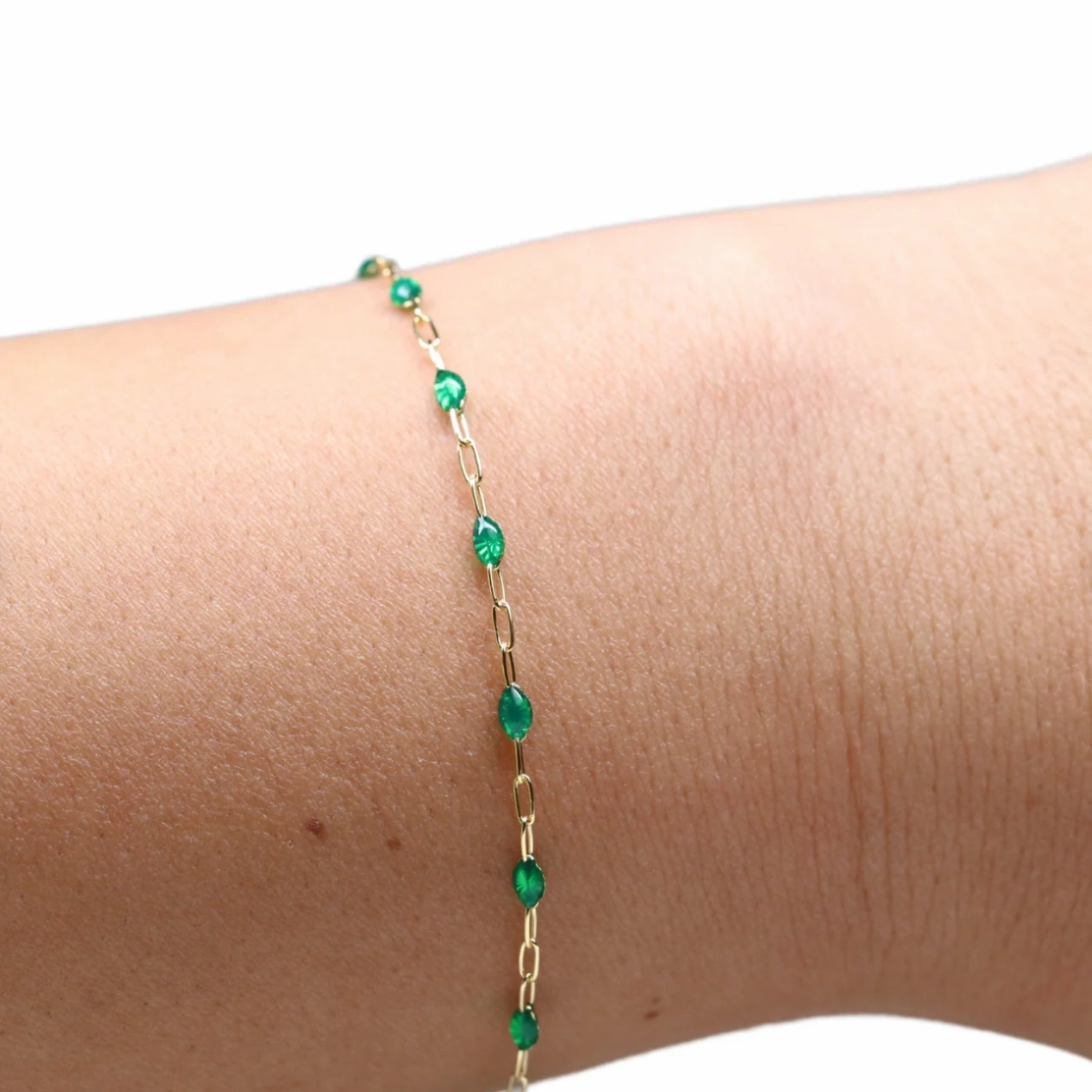 Emerald Green Enamel Paper Clip Bracelet Respectable Blends