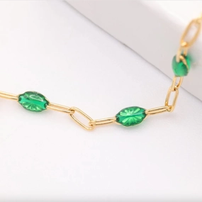 Island Style Emerald Green Enamel Paper Clip Bracelet